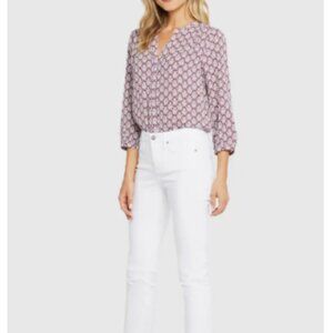 NYDJ Sheri Frayed Hem Slim Jeans White Sz 16